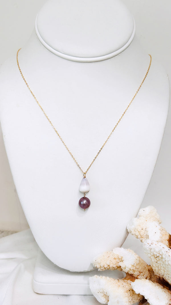 Cone shell x Pearl pendant necklace - Edison