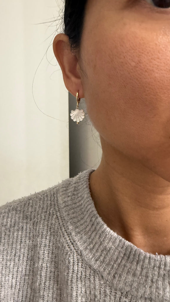 Mother of pearl shell huggy earrings