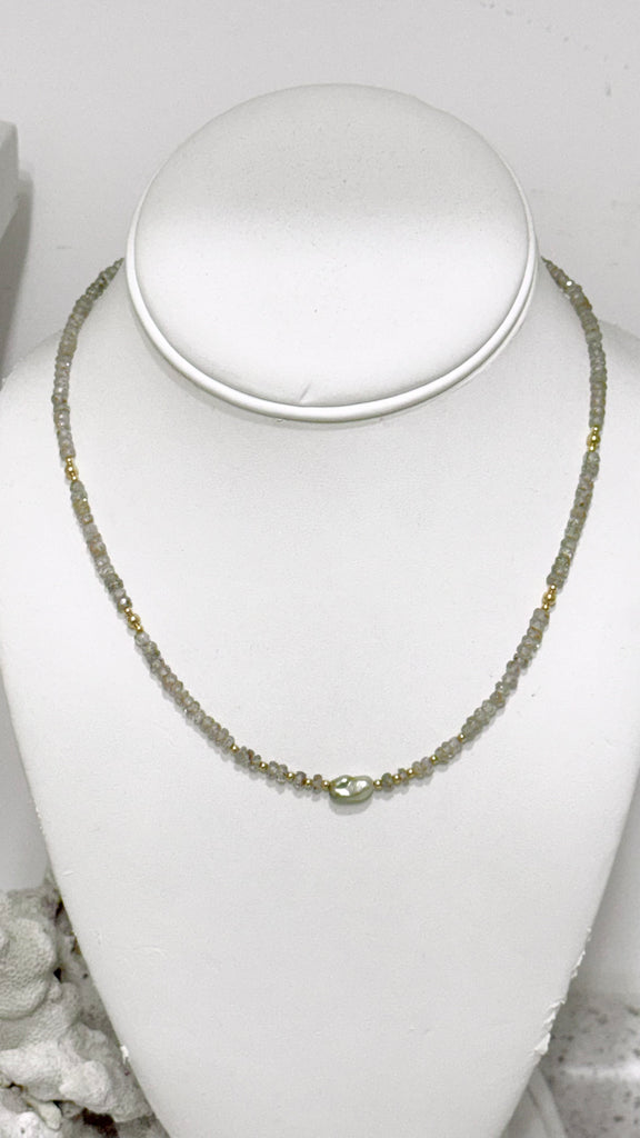 Avalon keshi necklace - Champagne Zircon