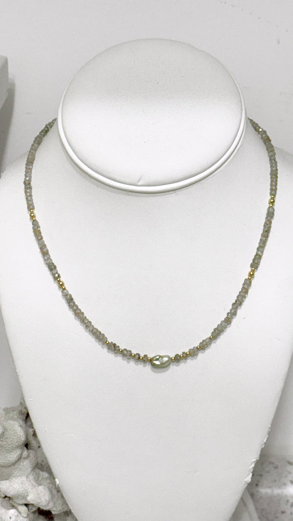 Avalon keshi necklace - Champagne Zircon
