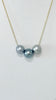 Triple floating pearl necklace - Silver Tahitian