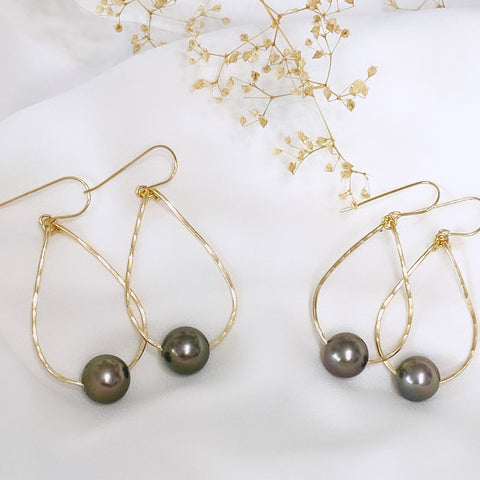 Floating Tahitian pearl earrings