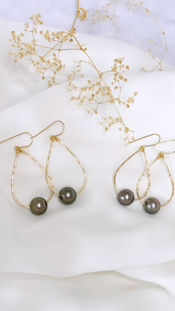 Floating Tahitian pearl earrings