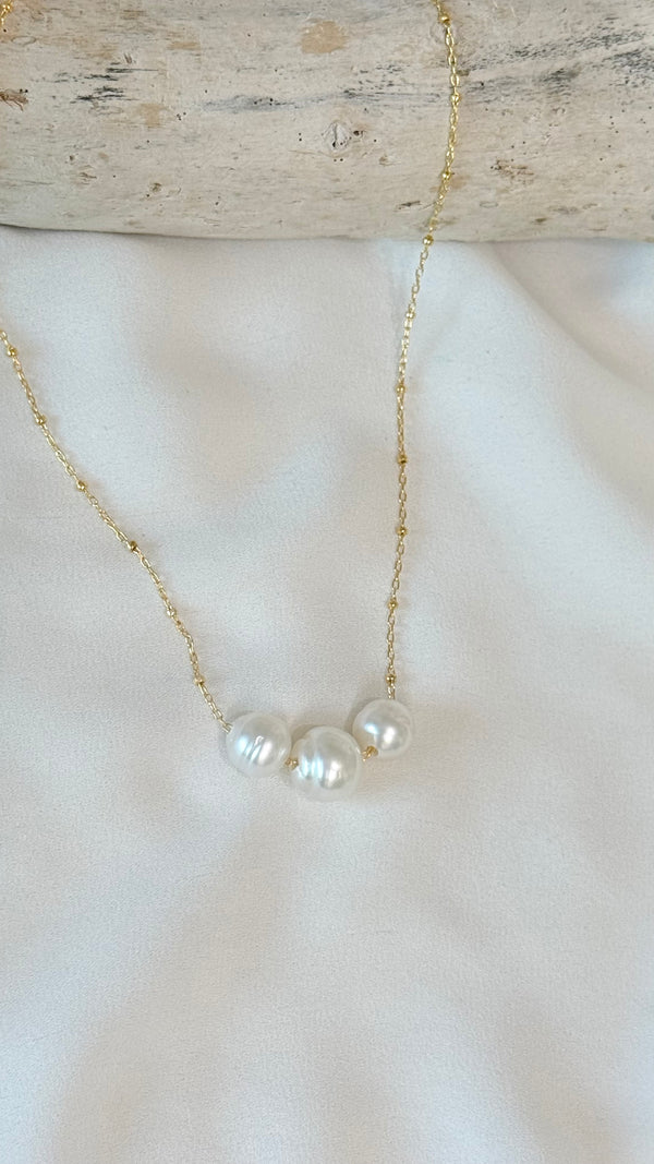 Triple White South Sea necklace