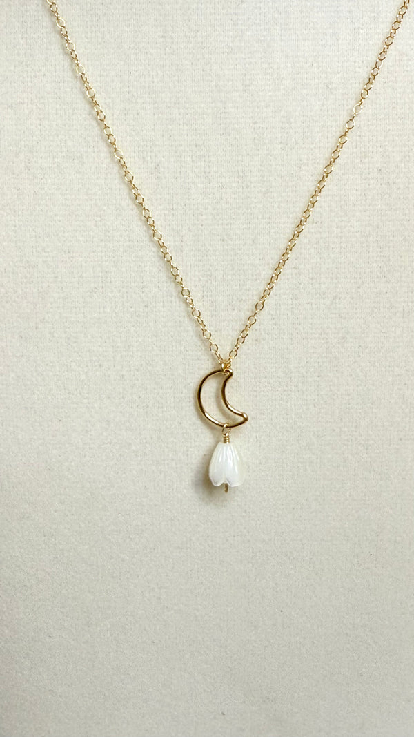 Pikake x moon necklace
