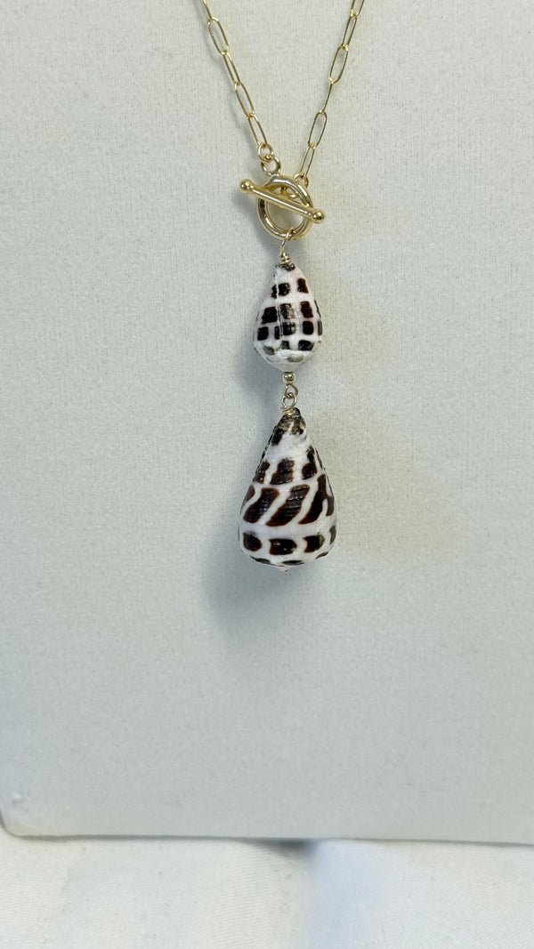 Double Hebrew Shell Toggle necklace