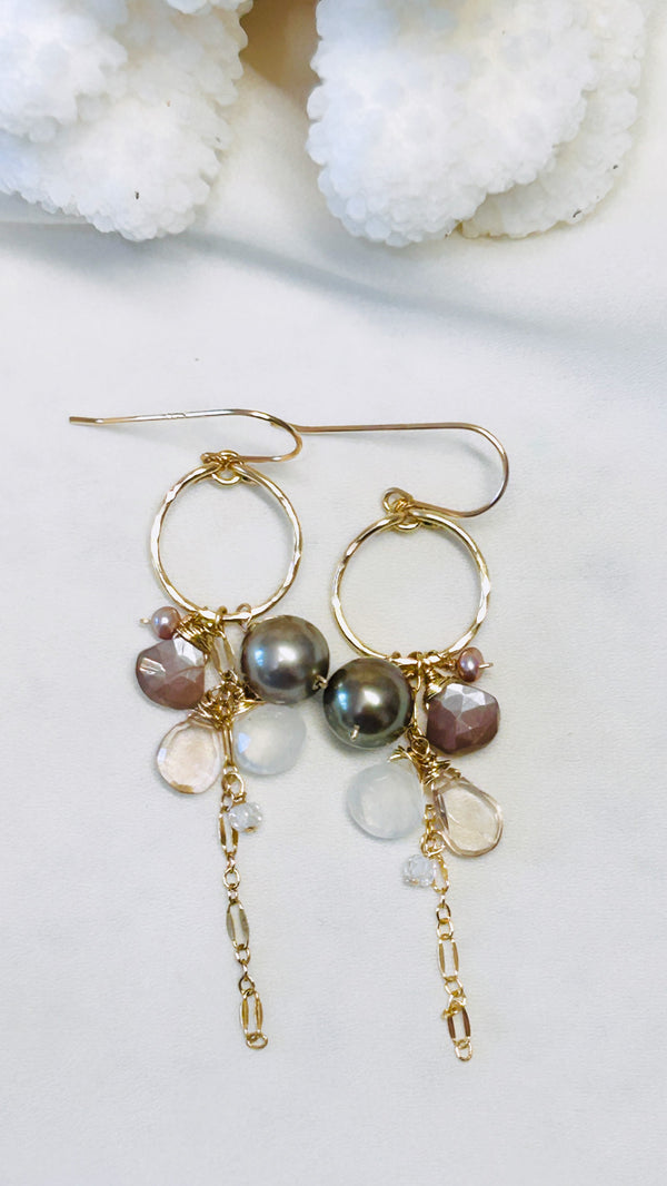 Waterfall hoop earrings - Champagne