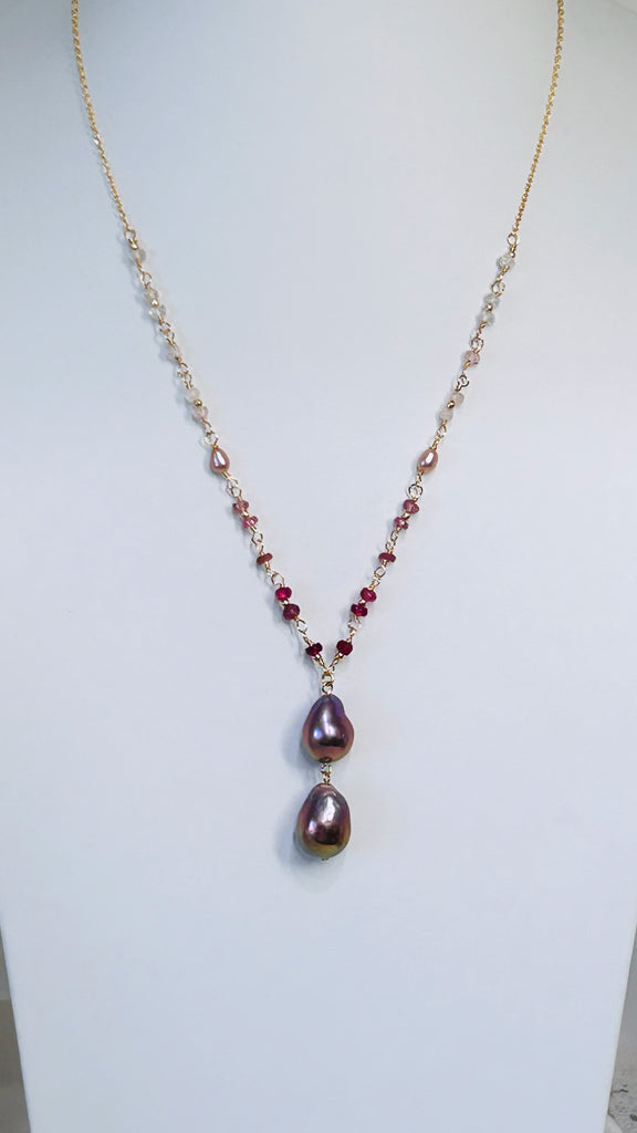 Lanikai double pearl necklace - Magenta Edison