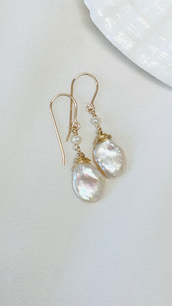 Cornflake keshi earrings