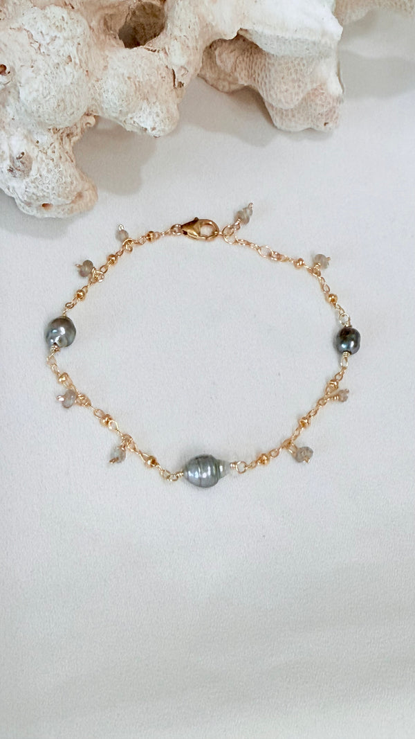 Celestial bracelet - Tahitian keshi