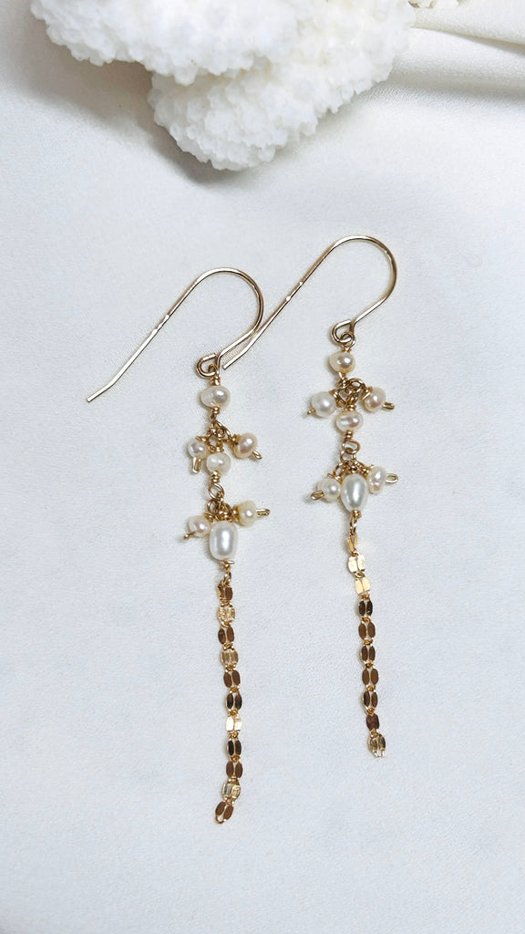 Lattice earrings - Freshwater keshi