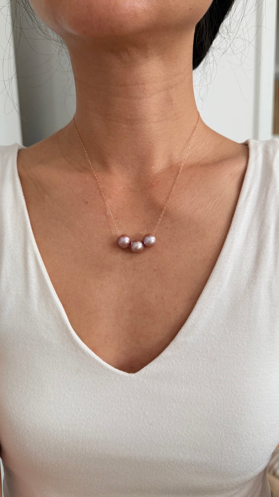 Triple Pearl necklace - Rose Gold