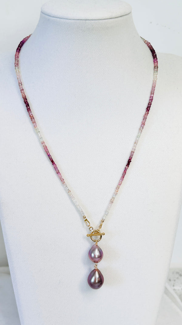 Baja shell necklace - pink ombre sapphire
