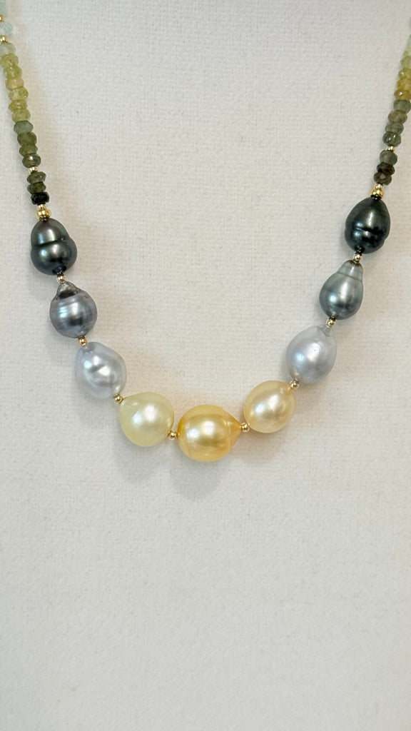 ARIEL 9 necklace - South sea x moss aquamarine