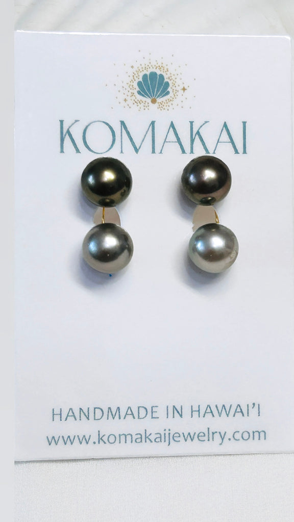 14K Bubble earrings - Chocolate Tahitian pearl