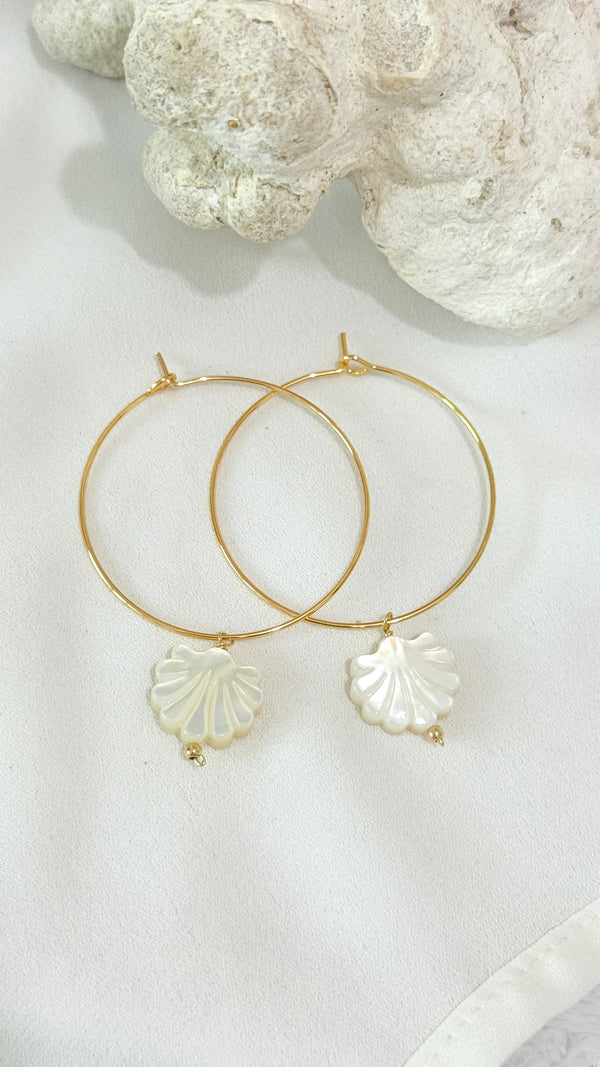 Mother of pearl shell hoop earrings