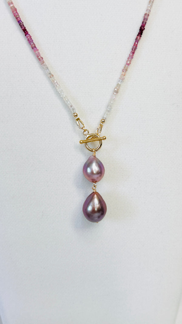 Baja shell necklace - pink ombre sapphire