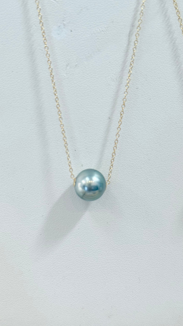 AAA Ice Silver Blue Tahitian pearl necklace