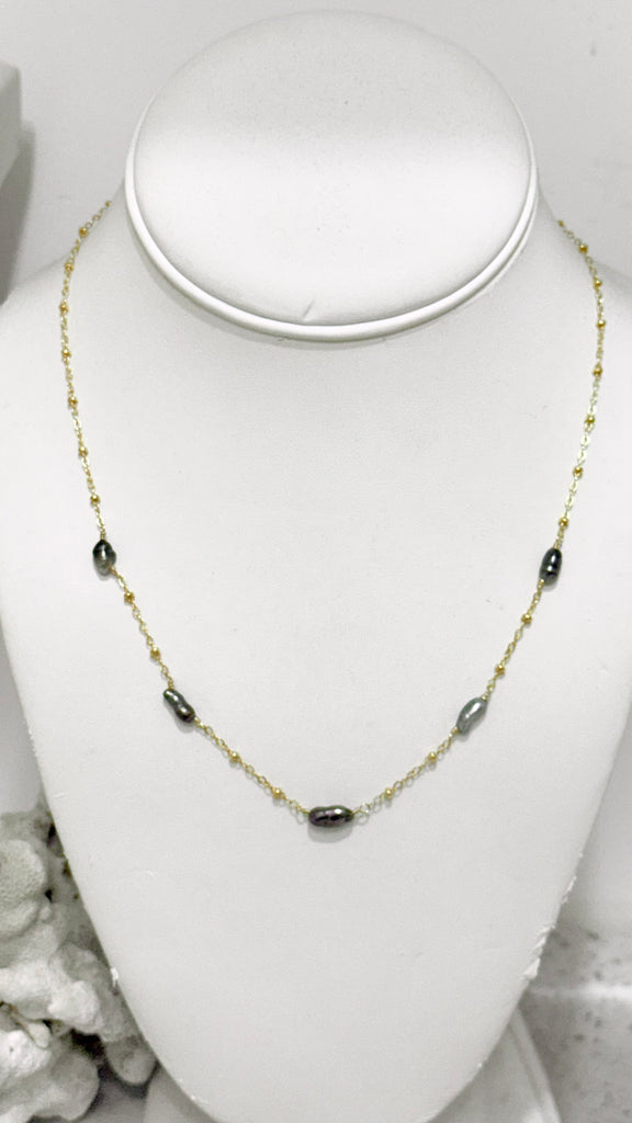Tahitian Keshi station necklace