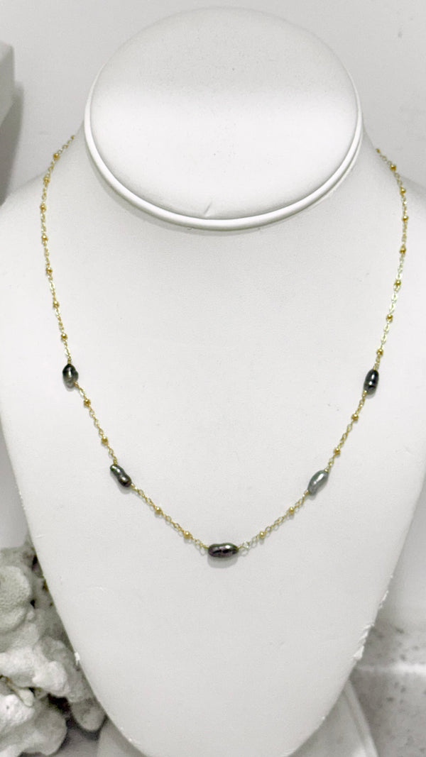 Tahitian Keshi station necklace