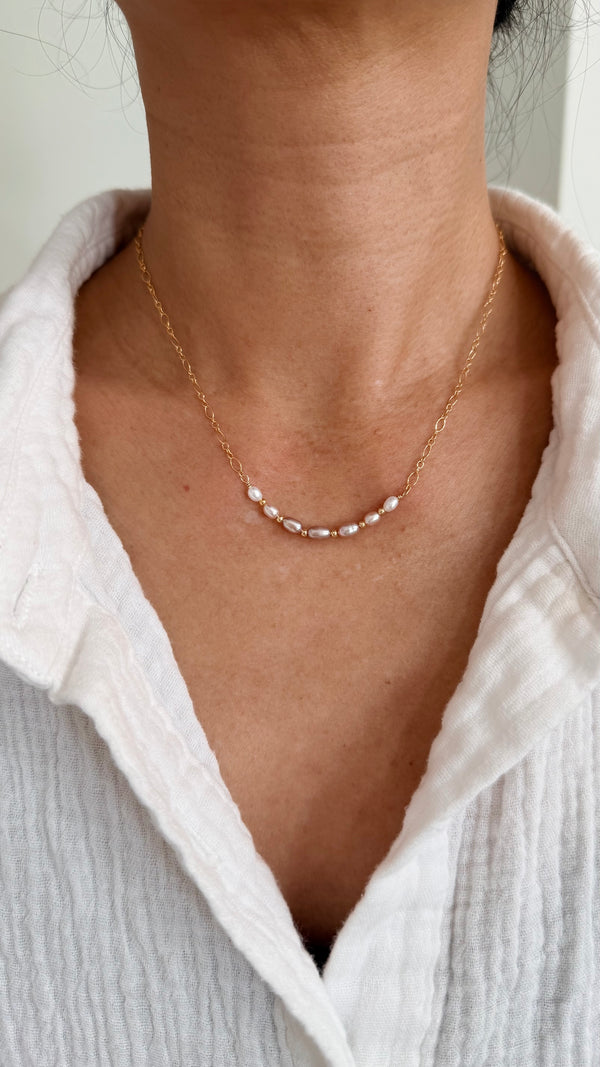 Edison keshi bar necklace