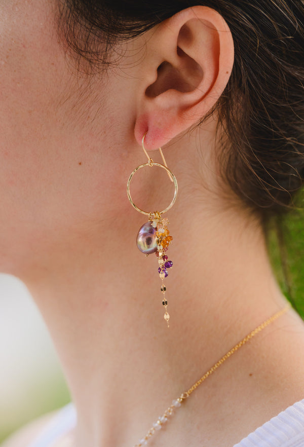 Trellis hoop earrings - Rainbow Edison Pearl