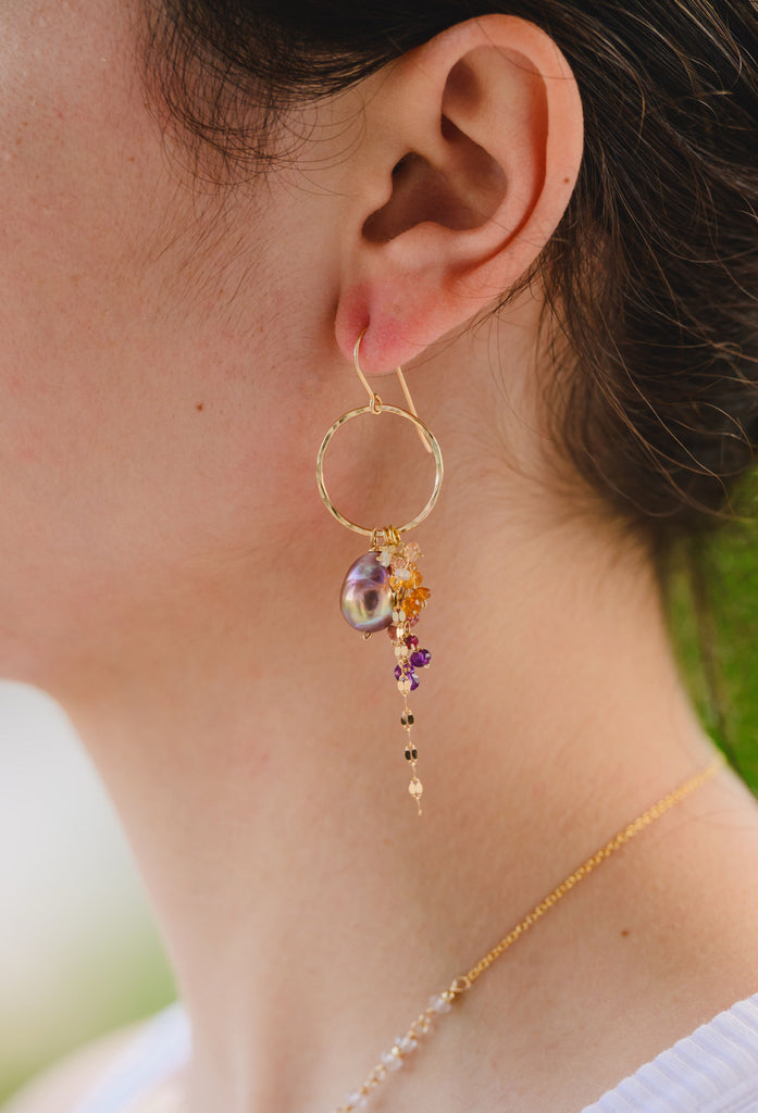 Trellis hoop earrings - Rainbow Edison Pearl