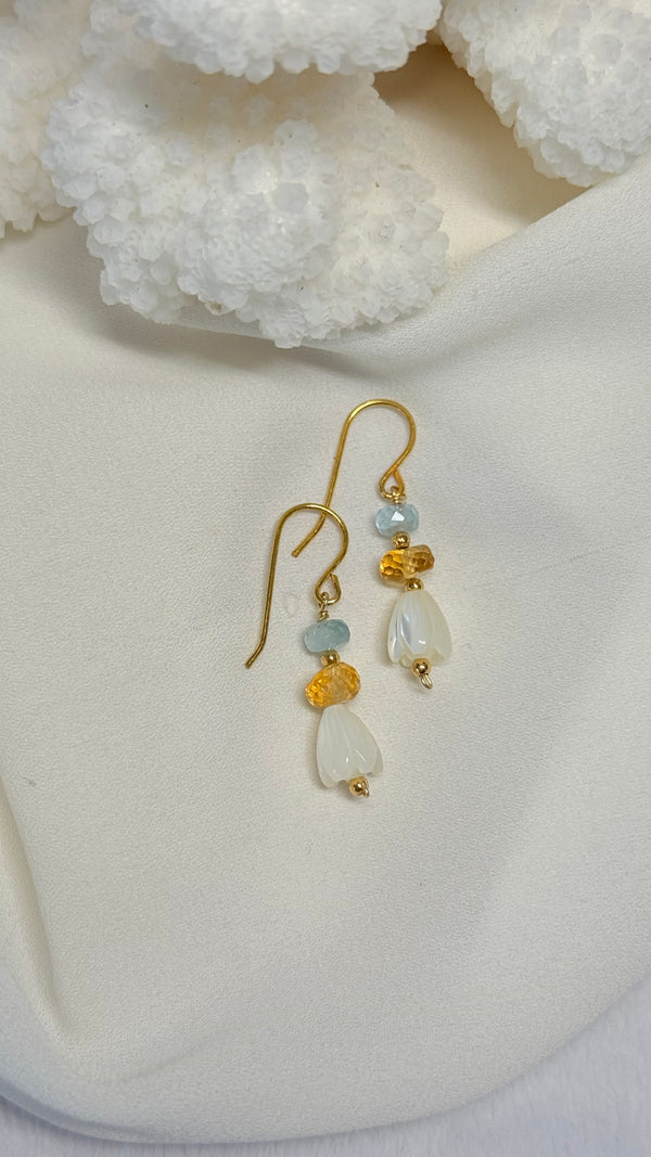 Buff n Blue Pikake x Citrine earrings