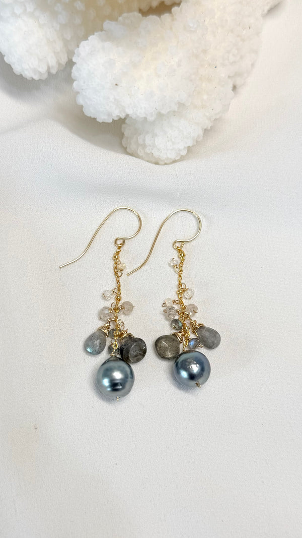 MIST earrings - Tahitian pearl