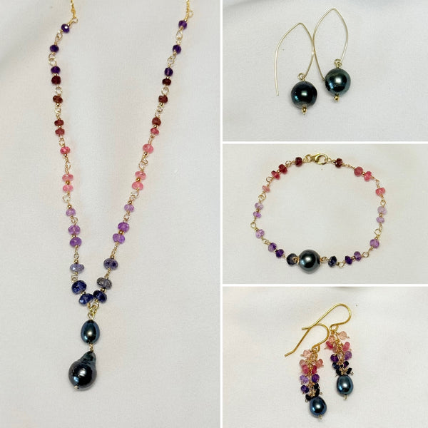 Dark Tahitian fish hook earrings