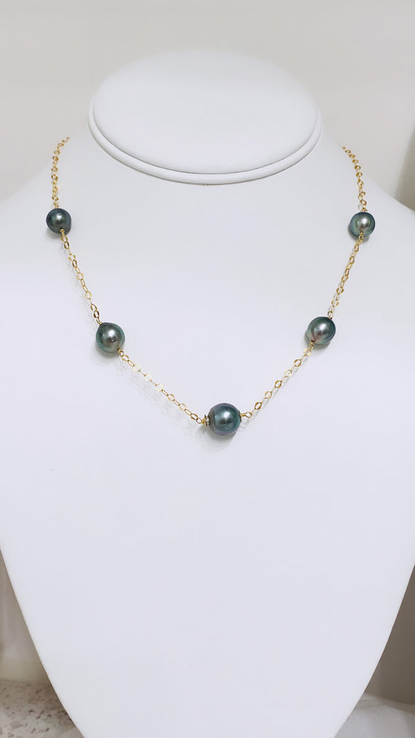 Tahitian Pearl station necklace