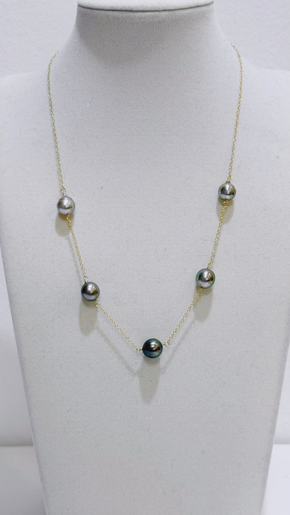 Tahitian pearl station necklace