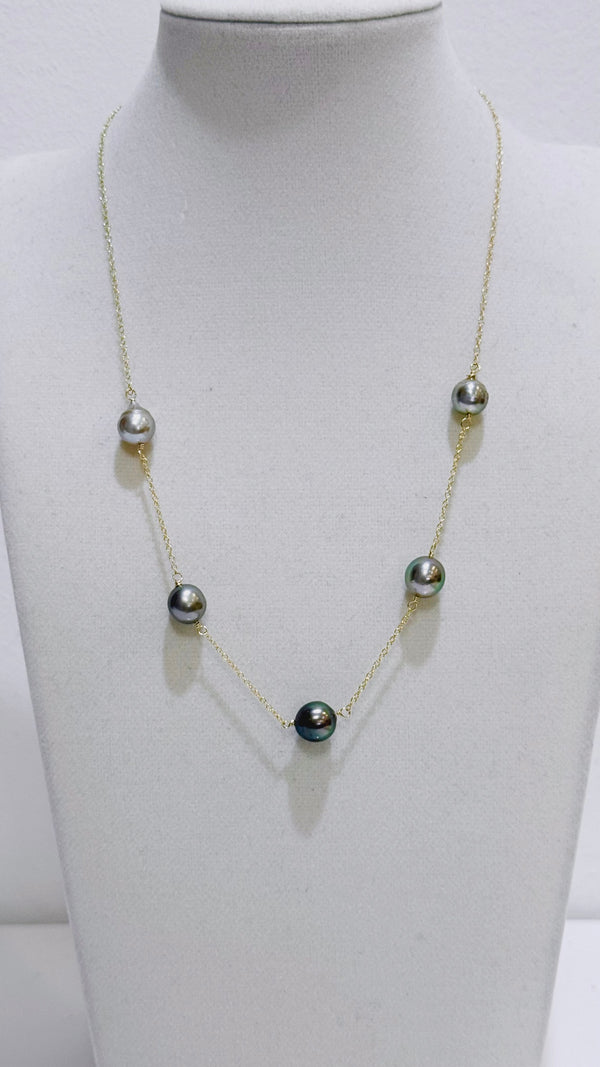 Tahitian pearl station necklace
