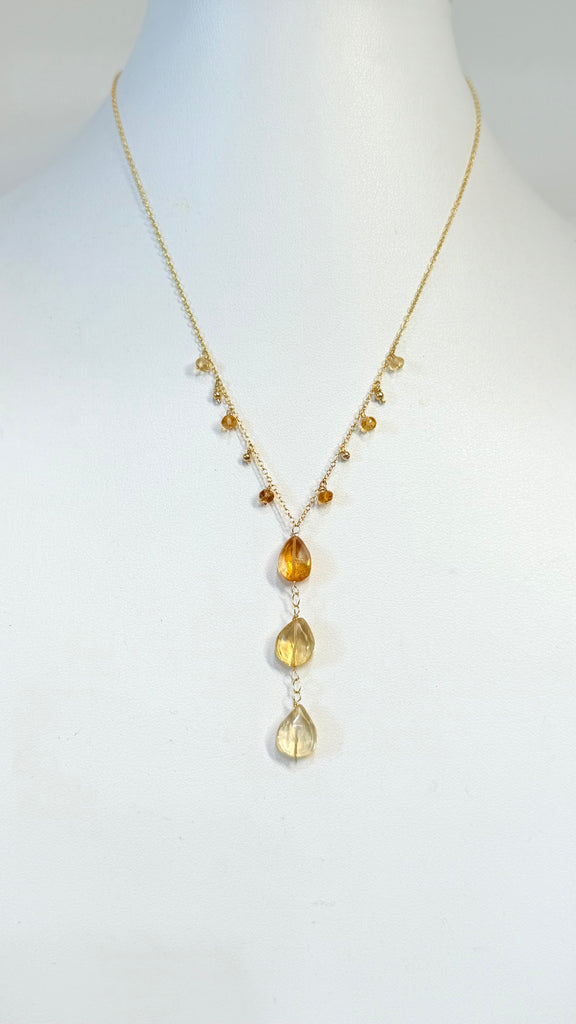Triple drop Citrine necklace