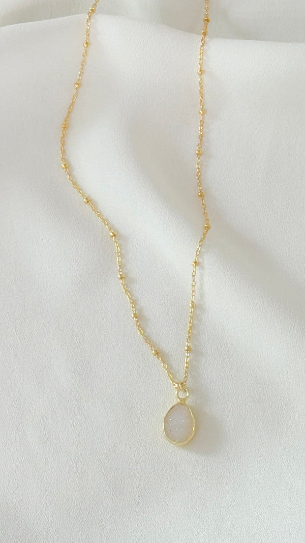 Beaded chain Druzy necklace