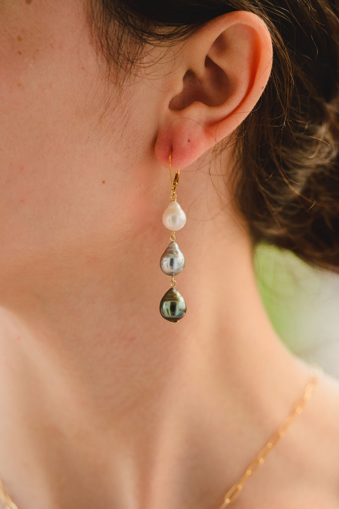 Le'a drop earrings - Tahitian