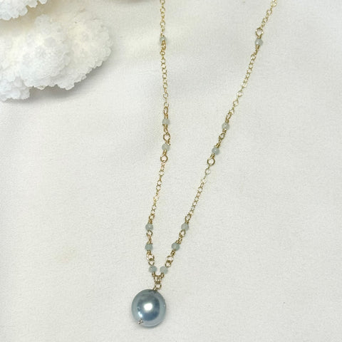 BELLE necklace - Ice Blue Tahitian pearl
