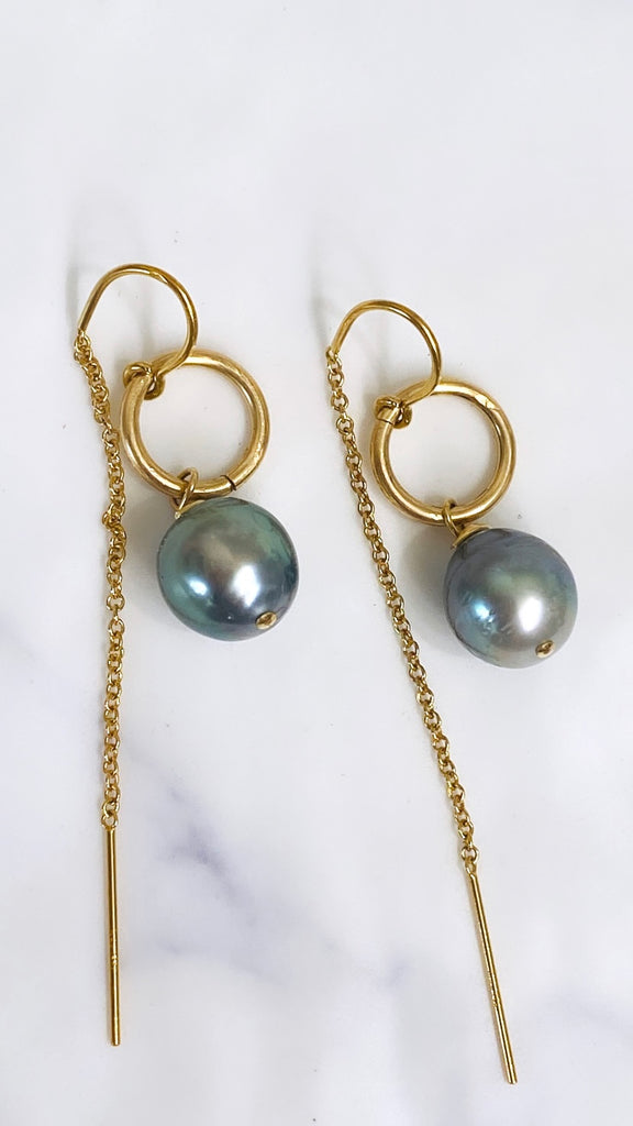 Tahitian pearl open link threaders