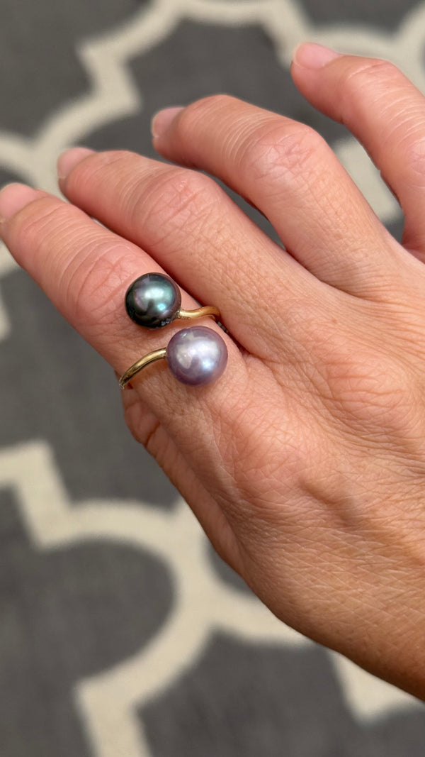 Aubergine x Pink pearl wrap ring