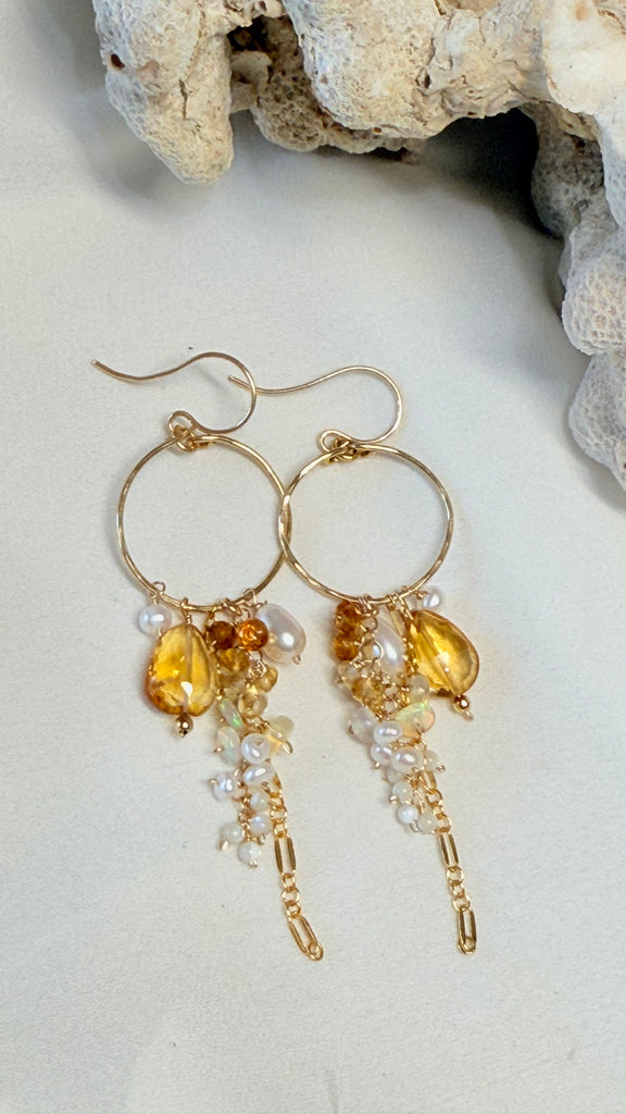 Trellis hoops - Citrine