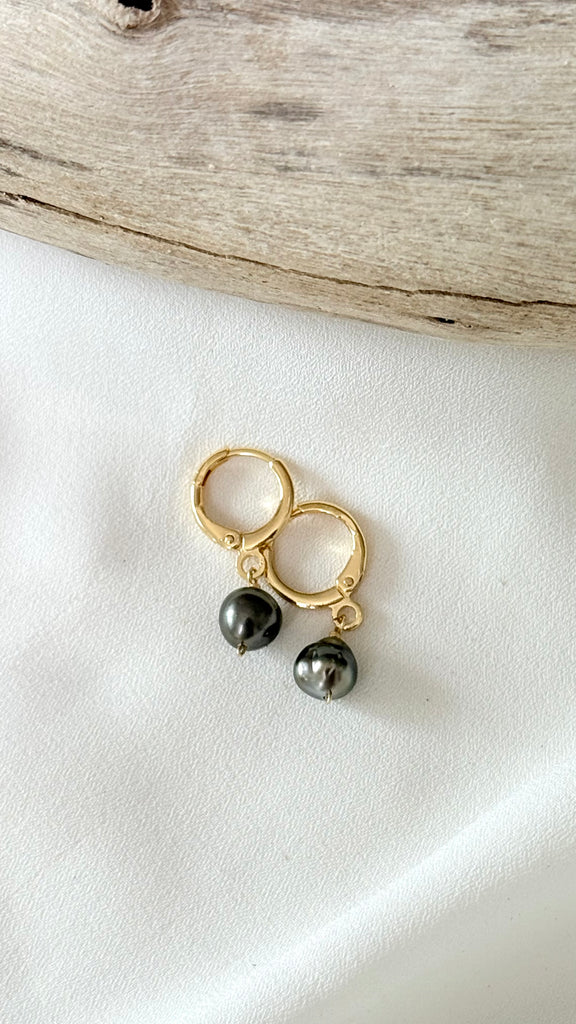 Tahitian Keshi huggy earrings