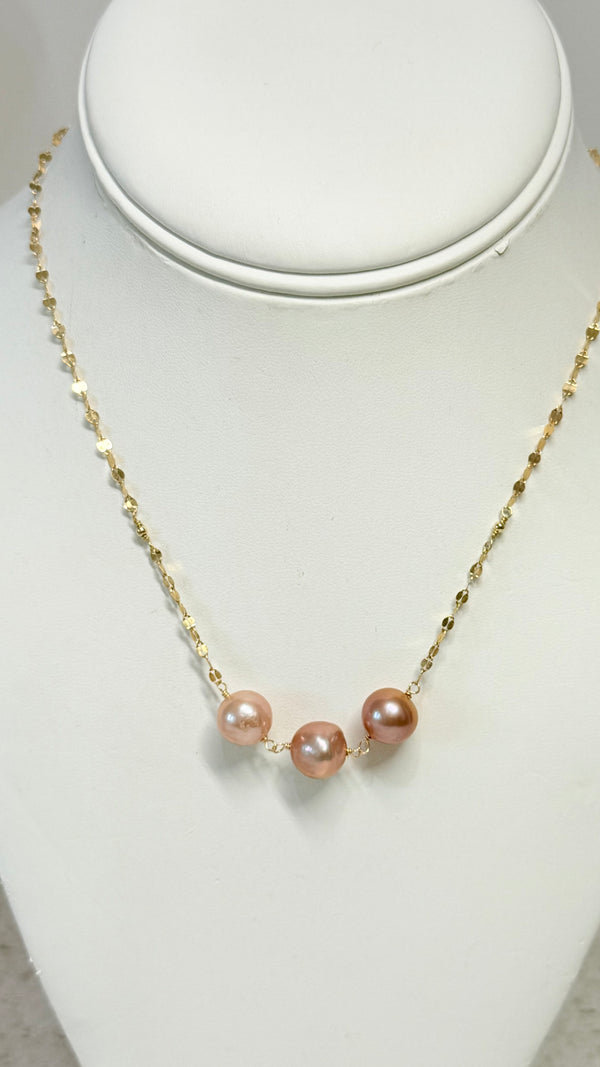 Triple rosary Edison pearl necklace