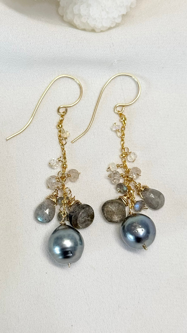 MIST earrings - Tahitian pearl