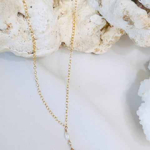 Cone shell x keshi necklace