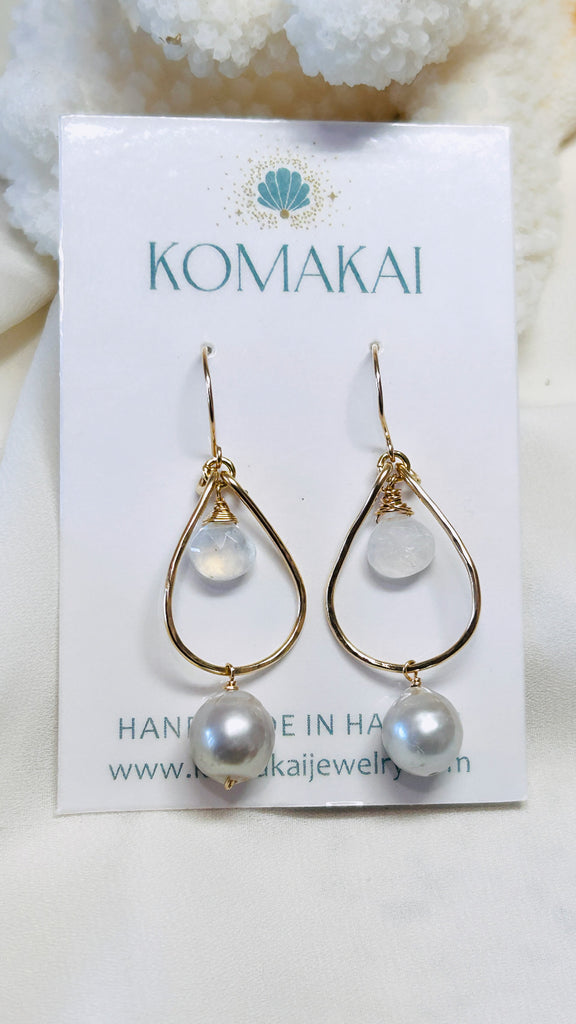 Gillian tear earrings - White Tahitian