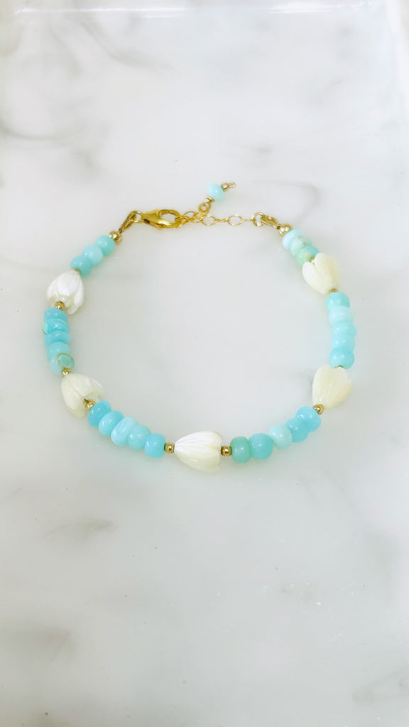 Pikake x Peruvian opal bracelet