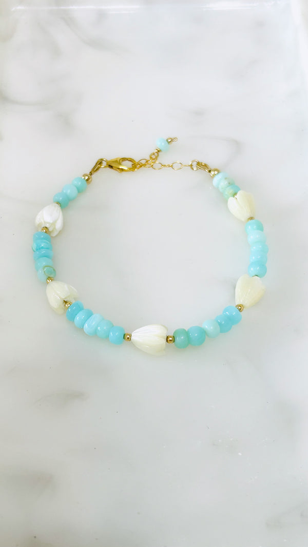 Pikake x Peruvian opal bracelet