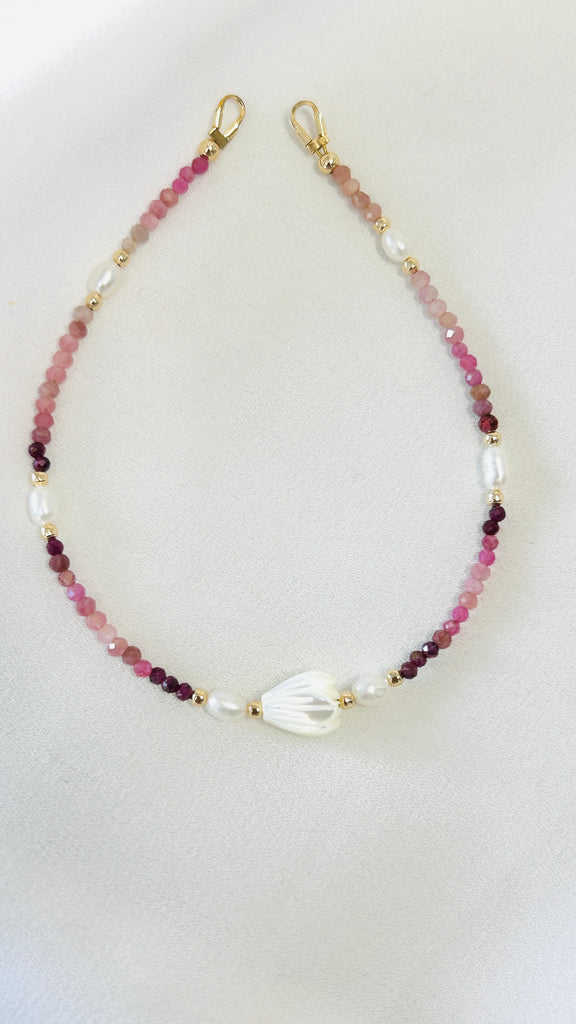 Pikake x keshi micro gemstone bracelet