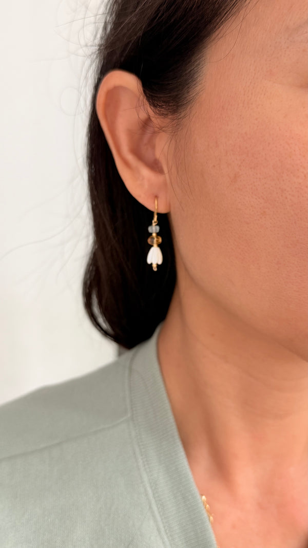 Buff n Blue Pikake x Citrine earrings