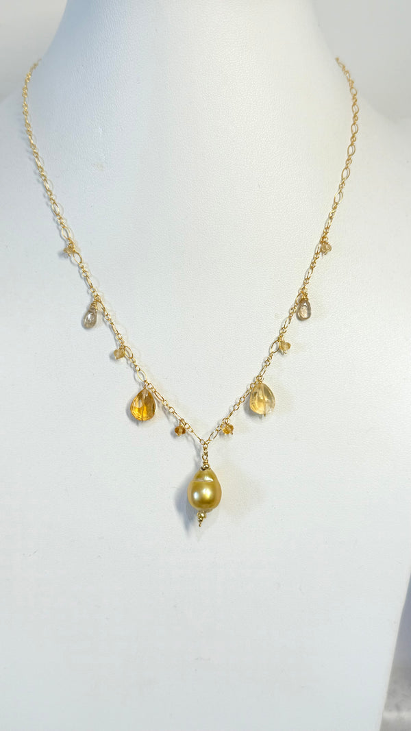 Citrine x South Sea necklace